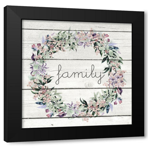 Family Wreath Black Modern Wood Framed Art Print with Double Matting by Kimberly, Allen