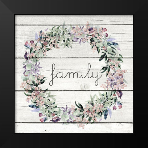 Family Wreath Black Modern Wood Framed Art Print by Kimberly, Allen