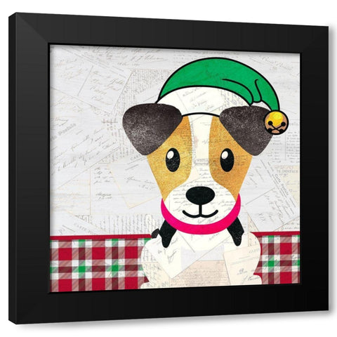 Christmas Woof 2 Black Modern Wood Framed Art Print by Kimberly, Allen
