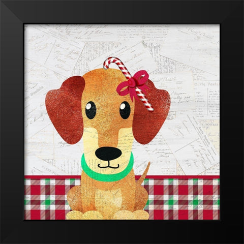 Christmas Woof 3 Black Modern Wood Framed Art Print by Kimberly, Allen