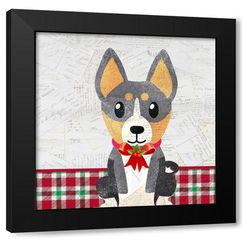 Christmas Woof 4 Black Modern Wood Framed Art Print by Kimberly, Allen