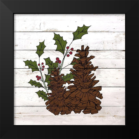 Pinecone Christmas 1 Black Modern Wood Framed Art Print by Kimberly, Allen