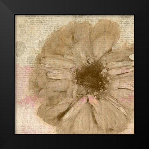 Newspaper Floral 1 Black Modern Wood Framed Art Print by Allen, Kimberly