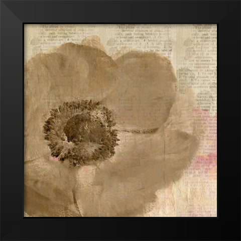Newspaper Floral 2 Black Modern Wood Framed Art Print by Allen, Kimberly