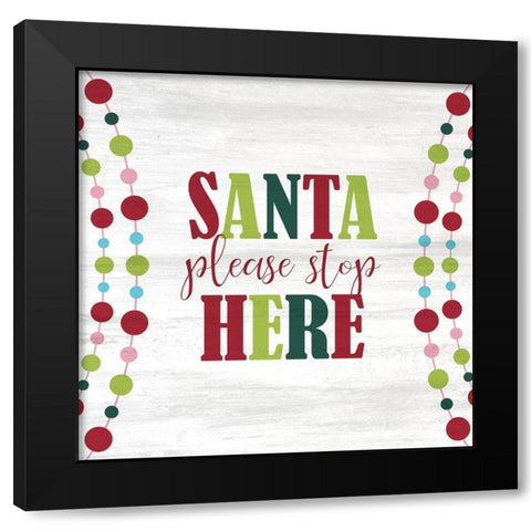 Santa Please Black Modern Wood Framed Art Print by Kimberly, Allen