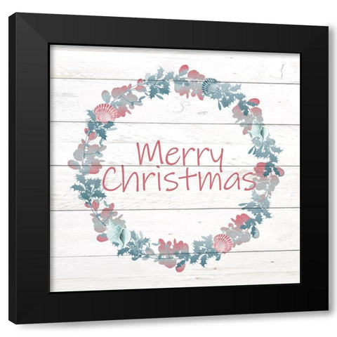 Sea Shell Wreath Black Modern Wood Framed Art Print with Double Matting by Kimberly, Allen