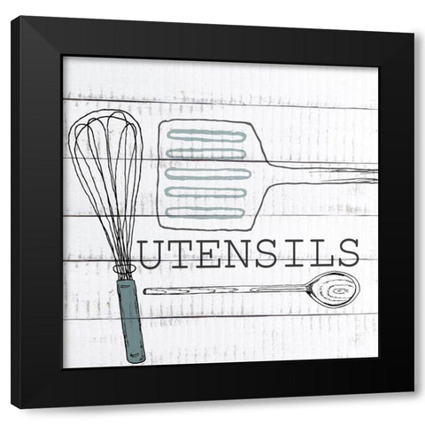 Utensils Black Modern Wood Framed Art Print with Double Matting by Kimberly, Allen