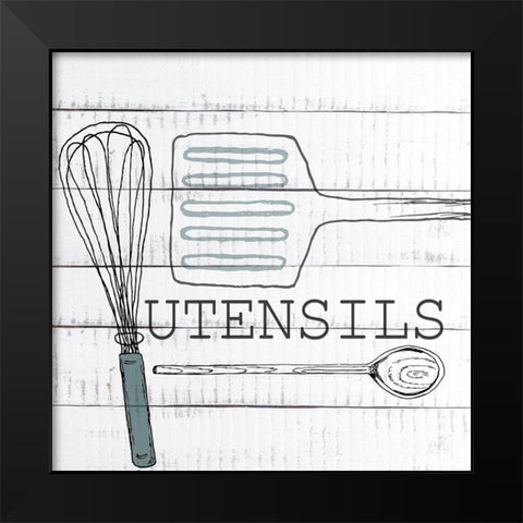 Utensils Black Modern Wood Framed Art Print by Kimberly, Allen