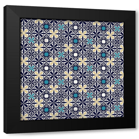 Blue Tiled 1 Black Modern Wood Framed Art Print by Kimberly, Allen