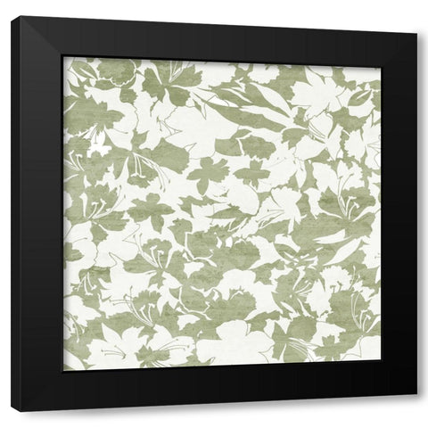 Pattern Flowers Square 2 Black Modern Wood Framed Art Print by Kimberly, Allen