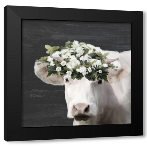 Summer Wreath Black Modern Wood Framed Art Print by Kimberly, Allen