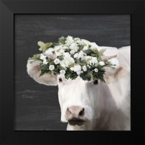 Summer Wreath Black Modern Wood Framed Art Print by Kimberly, Allen