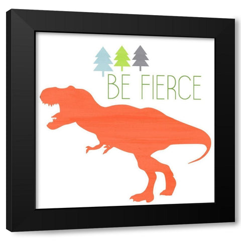 Dino Brave 3 Black Modern Wood Framed Art Print with Double Matting by Kimberly, Allen