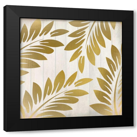 Golden Ferns 1 Black Modern Wood Framed Art Print by Allen, Kimberly