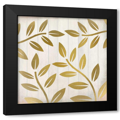 Golden Ferns 2 Black Modern Wood Framed Art Print with Double Matting by Allen, Kimberly