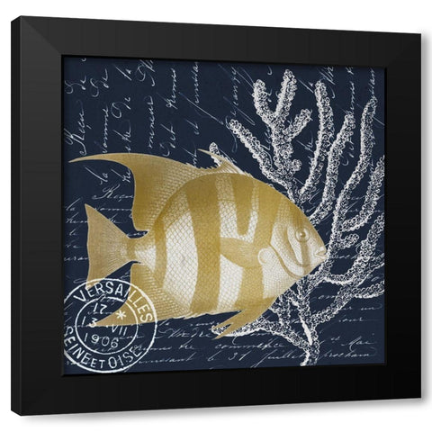 Fish Blues 1 Black Modern Wood Framed Art Print with Double Matting by Kimberly, Allen