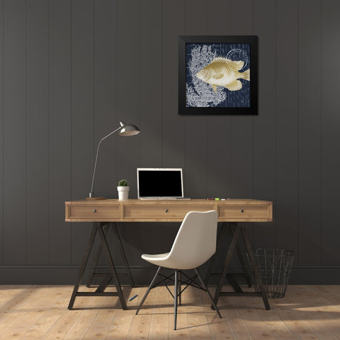 Fish Blues 2 Black Modern Wood Framed Art Print by Kimberly, Allen