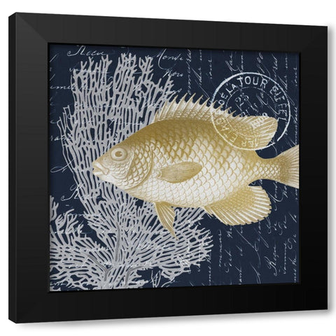 Fish Blues 2 Black Modern Wood Framed Art Print with Double Matting by Kimberly, Allen