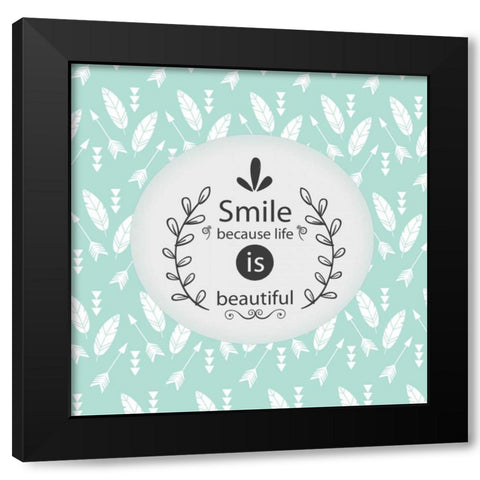 Smile Because Black Modern Wood Framed Art Print by Allen, Kimberly