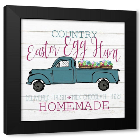 Country Egg Hunt Black Modern Wood Framed Art Print with Double Matting by Kimberly, Allen