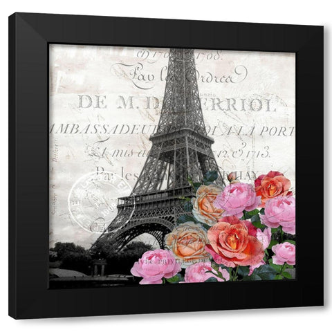 Paris Blooms 1 Black Modern Wood Framed Art Print with Double Matting by Kimberly, Allen