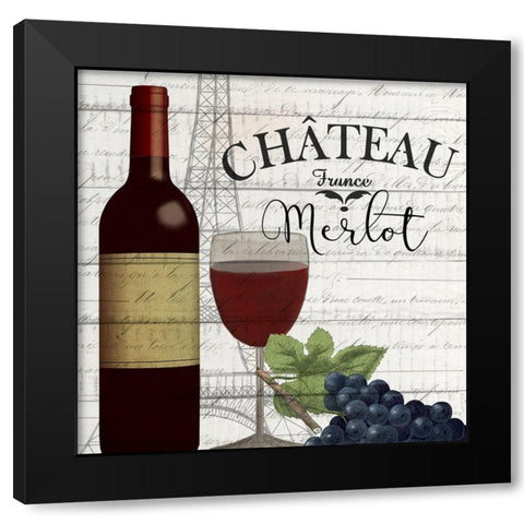 Vino Paris 1 Black Modern Wood Framed Art Print with Double Matting by Kimberly, Allen