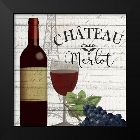 Vino Paris 1 Black Modern Wood Framed Art Print by Kimberly, Allen