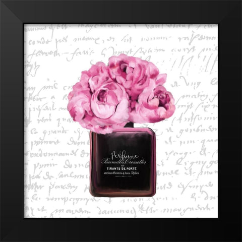 Perfume Floral 1 Black Modern Wood Framed Art Print by Kimberly, Allen