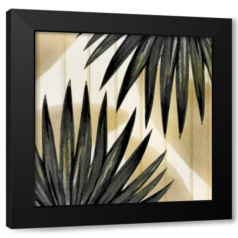 Tropical Leaves Golden 2 Black Modern Wood Framed Art Print with Double Matting by Allen, Kimberly