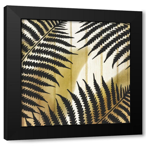 Tropical Leaves Golden 1 Black Modern Wood Framed Art Print by Allen, Kimberly