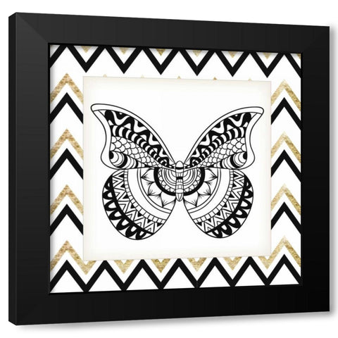 Zig Zag Butterfly 1 Black Modern Wood Framed Art Print with Double Matting by Allen, Kimberly