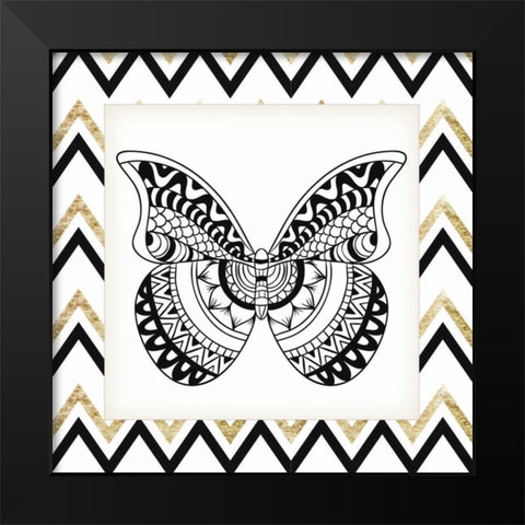 Zig Zag Butterfly 1 Black Modern Wood Framed Art Print by Allen, Kimberly