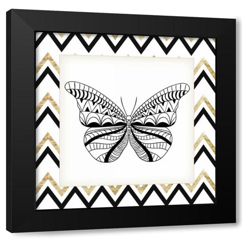 Zig Zag Butterfly 2 Black Modern Wood Framed Art Print with Double Matting by Allen, Kimberly
