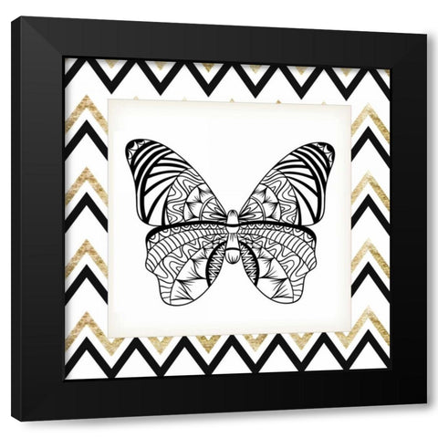 Zig Zag Butterfly 3 Black Modern Wood Framed Art Print with Double Matting by Allen, Kimberly