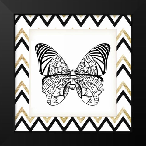 Zig Zag Butterfly 3 Black Modern Wood Framed Art Print by Allen, Kimberly