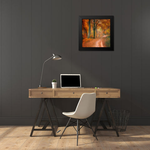Autumn Road Black Modern Wood Framed Art Print by Kimberly, Allen