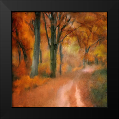 Autumn Road Black Modern Wood Framed Art Print by Kimberly, Allen