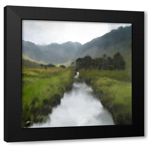 Up the River Black Modern Wood Framed Art Print by Kimberly, Allen