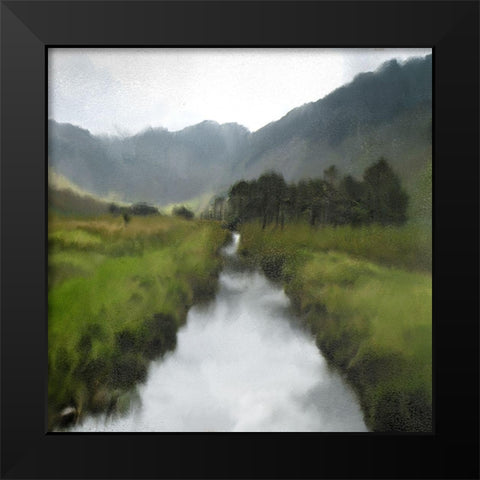 Up the River Black Modern Wood Framed Art Print by Kimberly, Allen