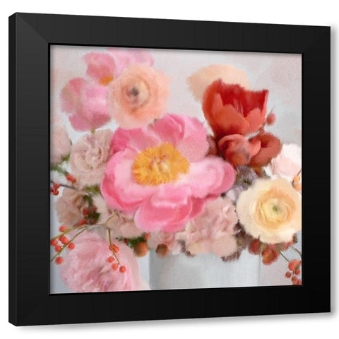Summer Bouquet Black Modern Wood Framed Art Print by Kimberly, Allen