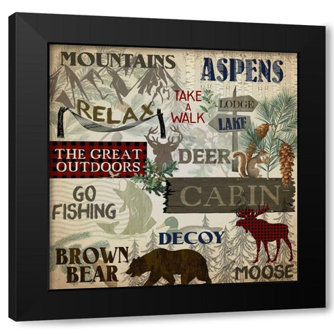 Rustic Lodge Black Modern Wood Framed Art Print by Kimberly, Allen