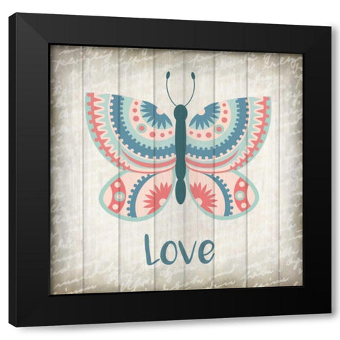 Butterfly Love Black Modern Wood Framed Art Print with Double Matting by Allen, Kimberly