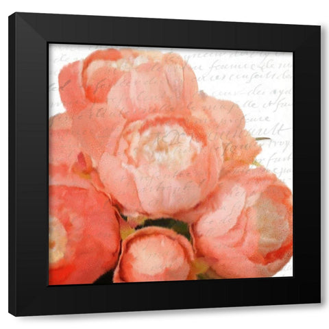 Peony Bunch Black Modern Wood Framed Art Print with Double Matting by Kimberly, Allen