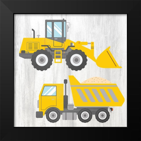 Tractor and Trucks 1 v2 Black Modern Wood Framed Art Print by Kimberly, Allen