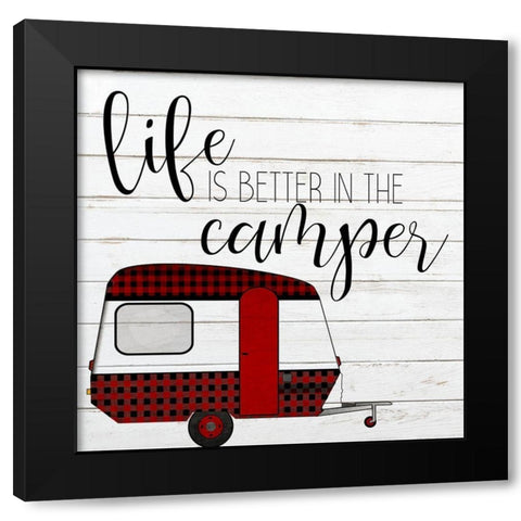 Happy Camper 1 Black Modern Wood Framed Art Print with Double Matting by Kimberly, Allen