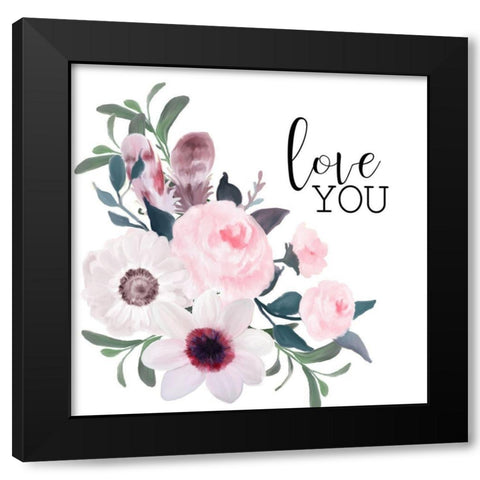 Love You Black Modern Wood Framed Art Print by Kimberly, Allen