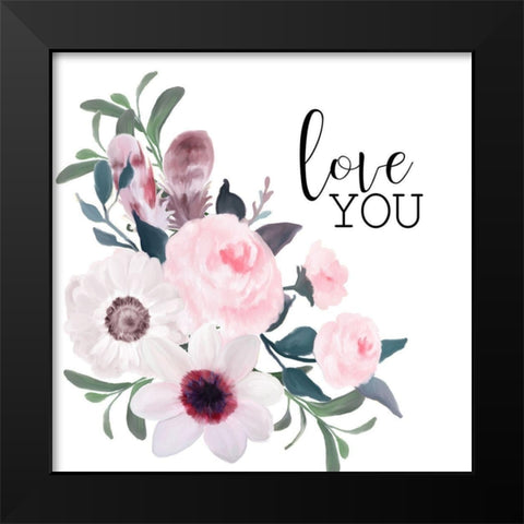 Love You Black Modern Wood Framed Art Print by Kimberly, Allen