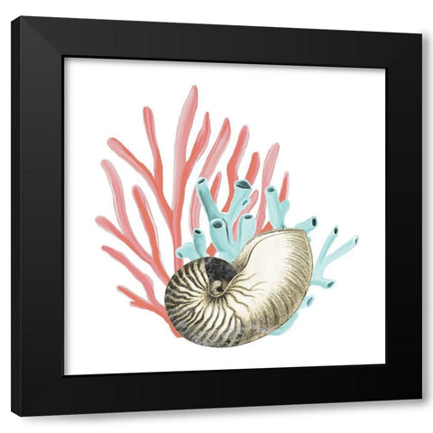 Coral Coastal 2 Black Modern Wood Framed Art Print with Double Matting by Kimberly, Allen