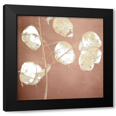Rose Gold Leaves 1 Black Modern Wood Framed Art Print with Double Matting by Kimberly, Allen