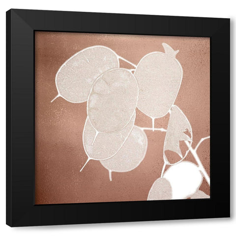 Rose Gold Leaves 2 Black Modern Wood Framed Art Print by Kimberly, Allen